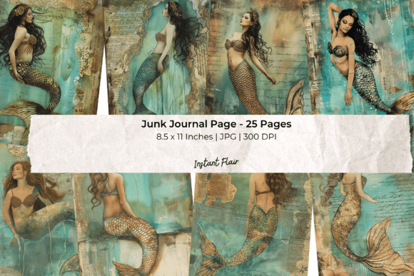 Download Vintage Mermaid Junk Journal Pages - Junk journal Collection