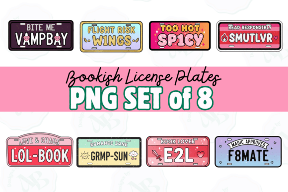 Download Bookish License Plates Clip Art Set - Clip art Collection