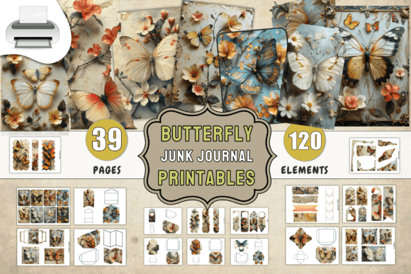 Download Butterfly Junk Journal Printables - Junk journal Collection
