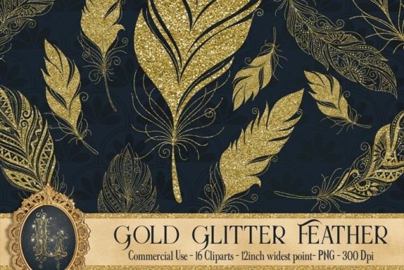 Download Gold Glitter Feather Overlay Clip Art - Clip art Collection