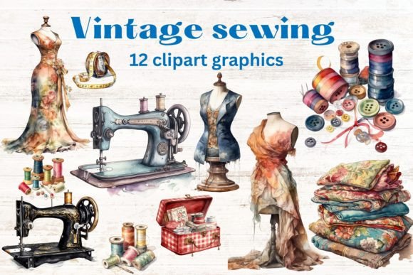 Download Vintage Sewing Clip Art Set - Clip art Collection