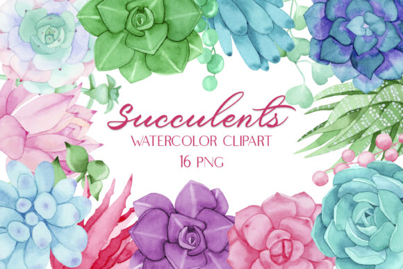 Download Watercolor Succulents Botanical Clip Art - Clip art Collection