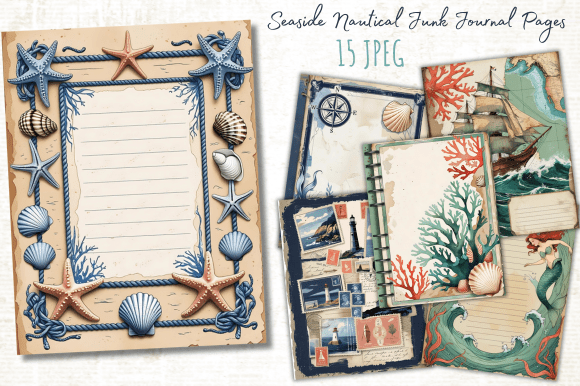 Download Seaside Nautical Junk Journal Pages - Junk journal Collection